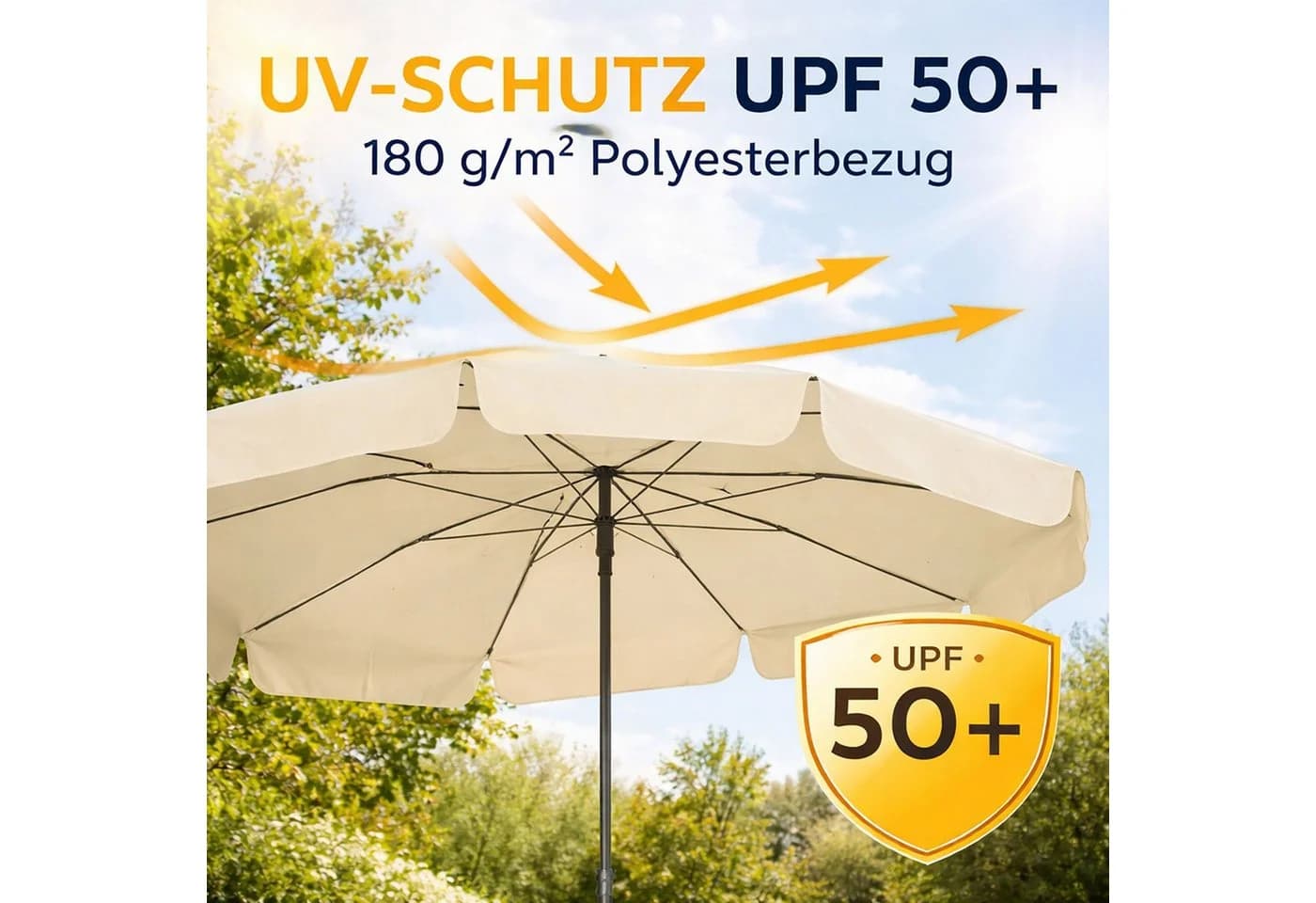BURI Sonnenschirm Beige Natur 210x140 cm Rechteckig Knickbar - Bild 3