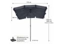 BURI Sonnenschirm 210x140 cm Grau Kippbar Push-System Bild 5