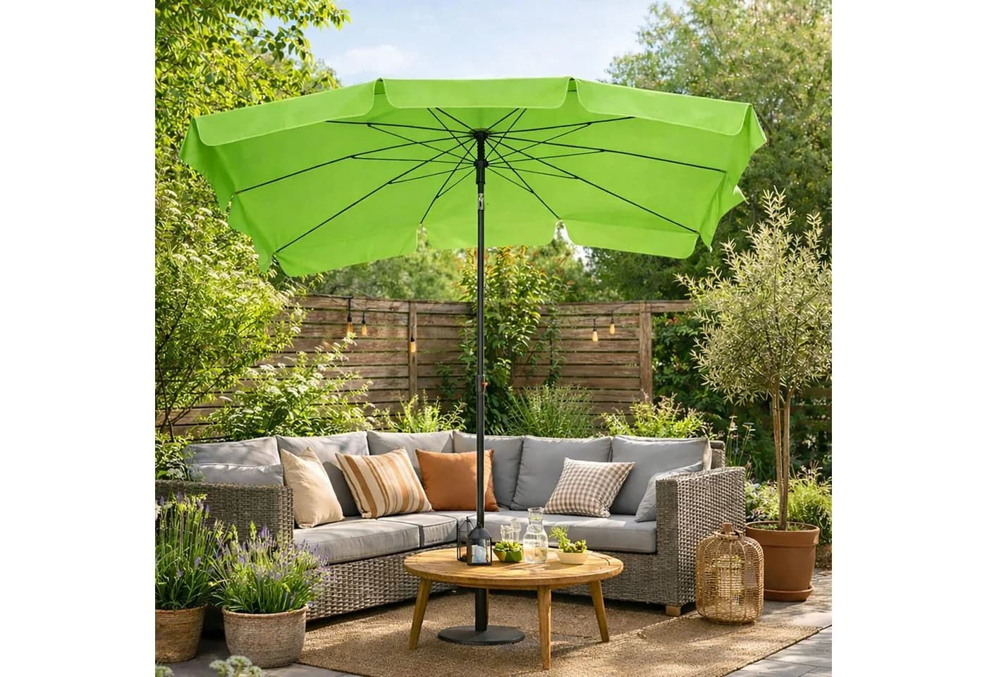 BURI Sonnenschirm Limette 210x140 cm Rechteckig Kippbar