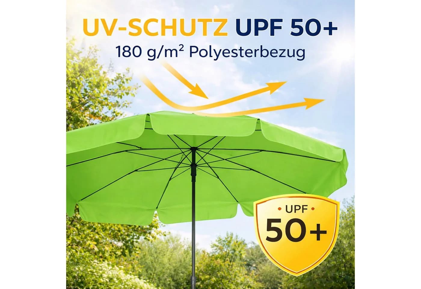 BURI Sonnenschirm Limette 210x140 cm Rechteckig Kippbar - Bild 3