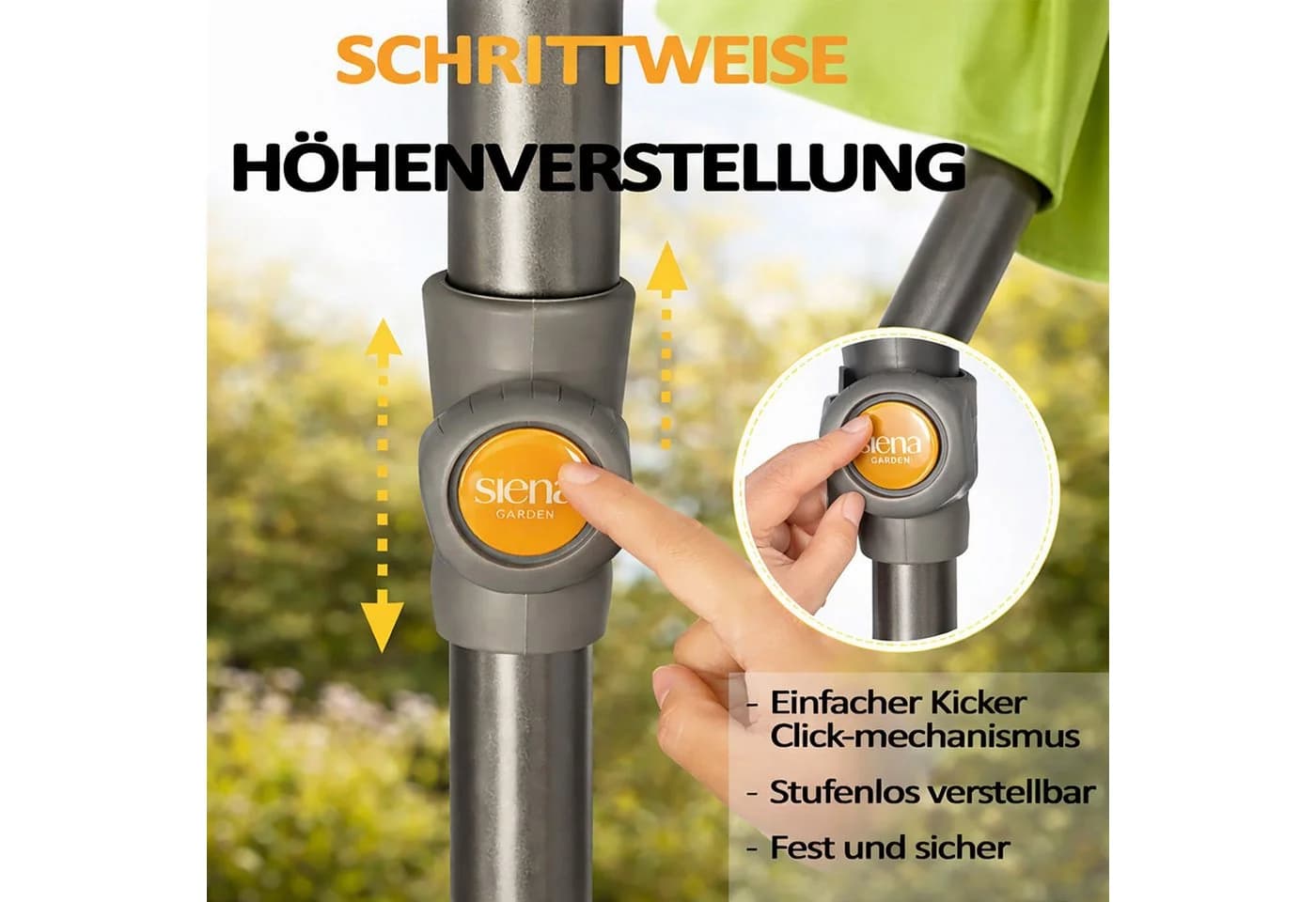 BURI Sonnenschirm Limette 210x140 cm Rechteckig Kippbar - Bild 4
