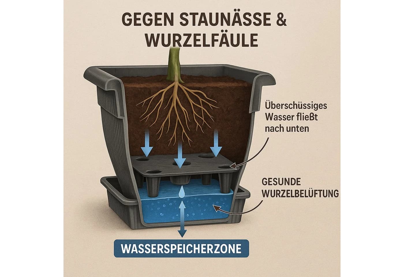BURI Pflanzkübel XXL Grau mit Wasserspeicher - Bild 3