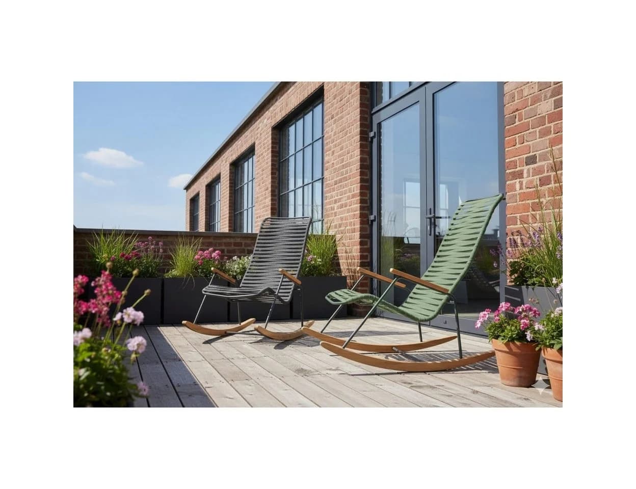 Liadomo Schaukelstuhl Atina Outdoor Sessel Teakholz Rope Grau - Bild 5