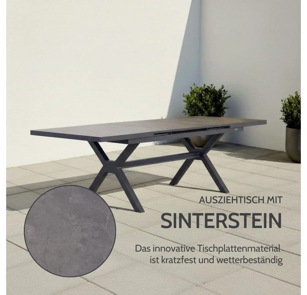 Liadomo Gartentisch Benevento Sinterstein Anthrazit Synchronauszug