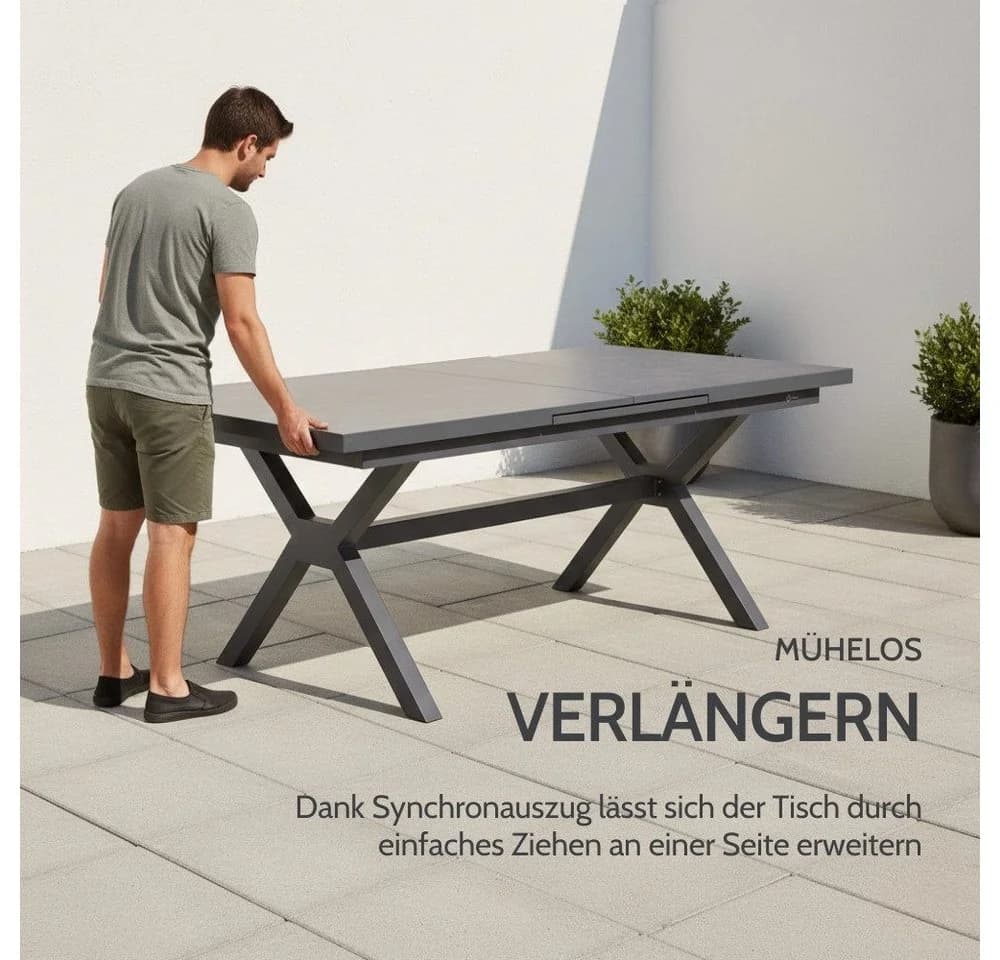 Liadomo Gartentisch Benevento Sinterstein Anthrazit Synchronauszug - Bild 3