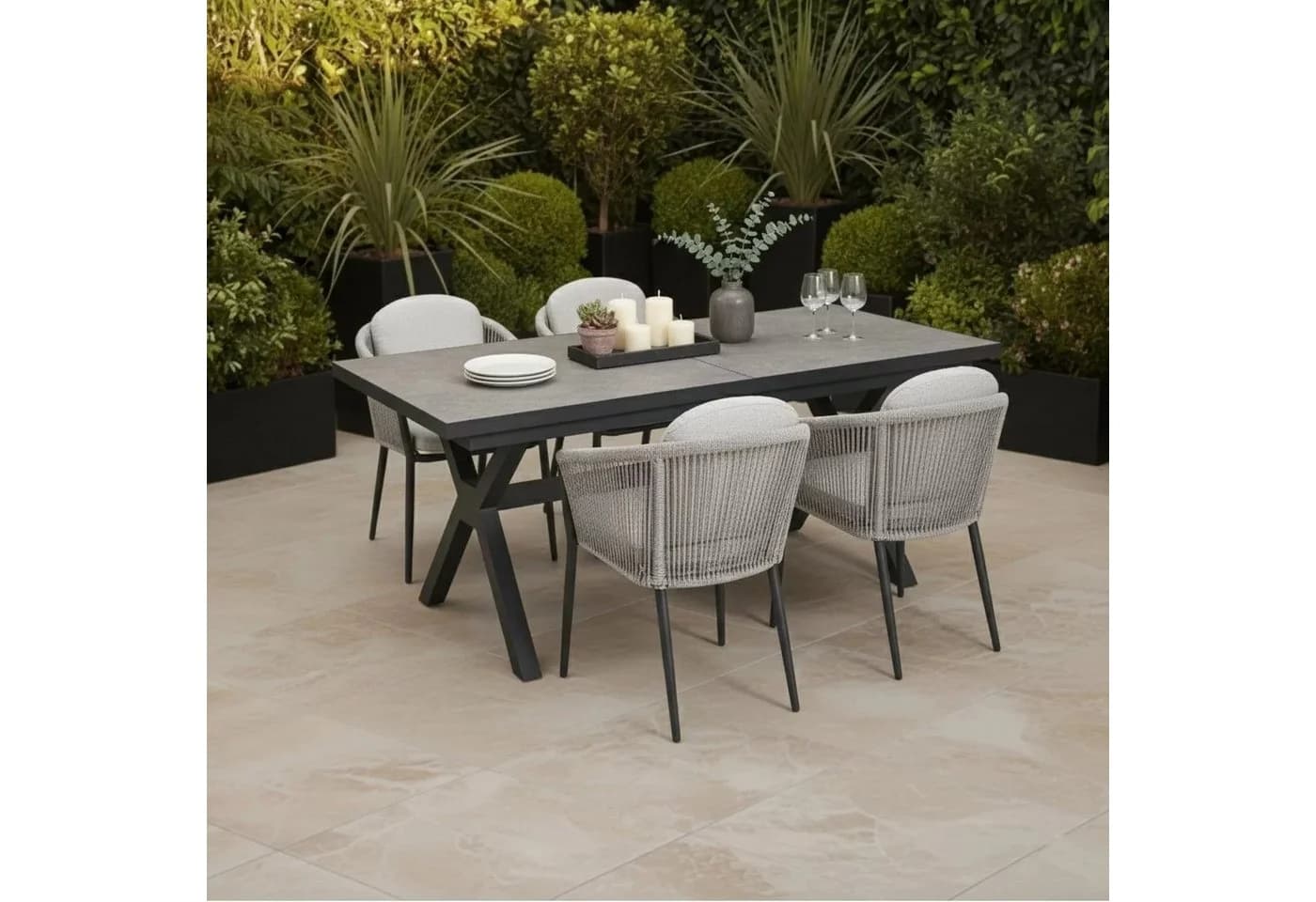 Liadomo Gartentisch Benevento Sinterstein Anthrazit Synchronauszug - Bild 5