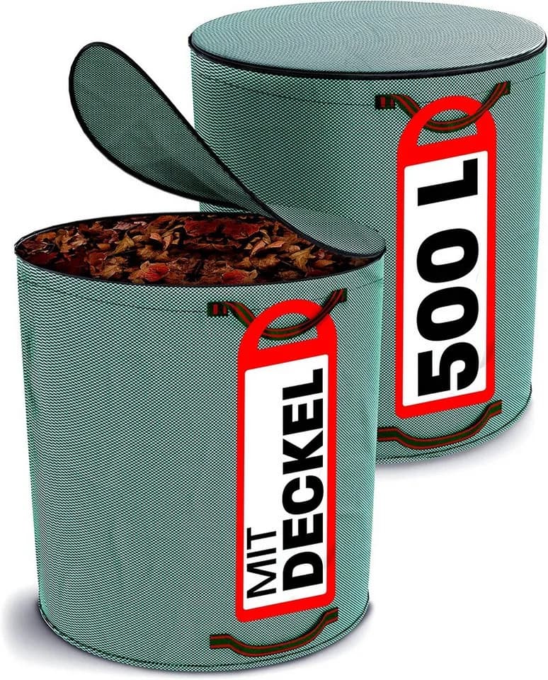 Praknu Gartenabfallsack 2x 500L mit Deckel Grün PP - Bild 2