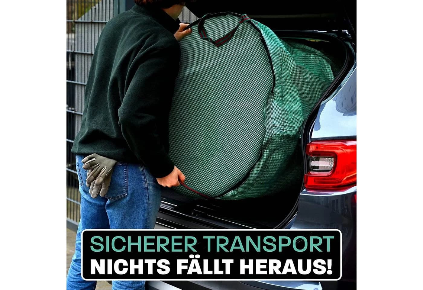 Praknu Gartenabfallsack 2x 500L mit Deckel Grün PP - Bild 3