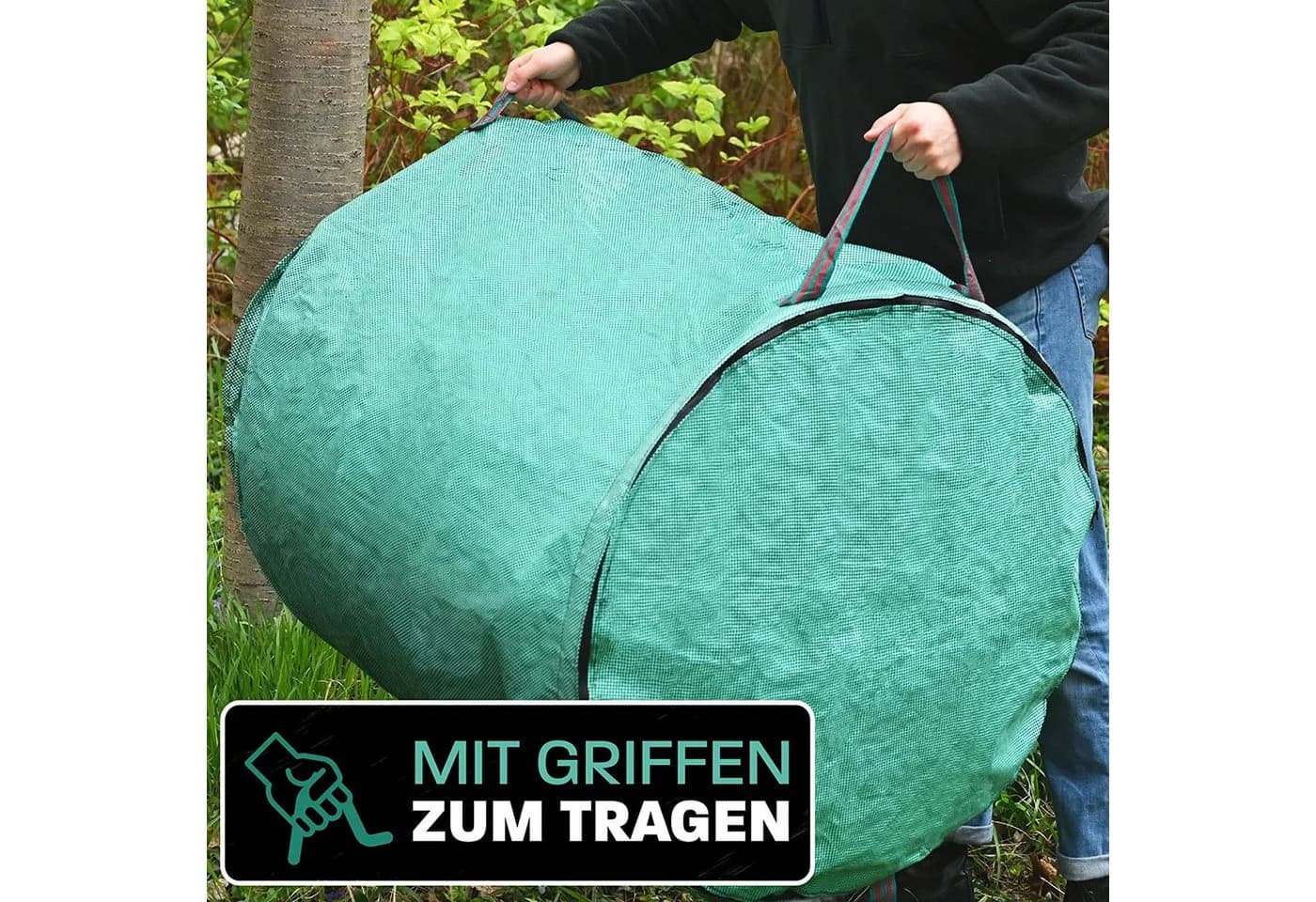 Praknu Gartenabfallsack 2x 500L mit Deckel Grün PP - Bild 5