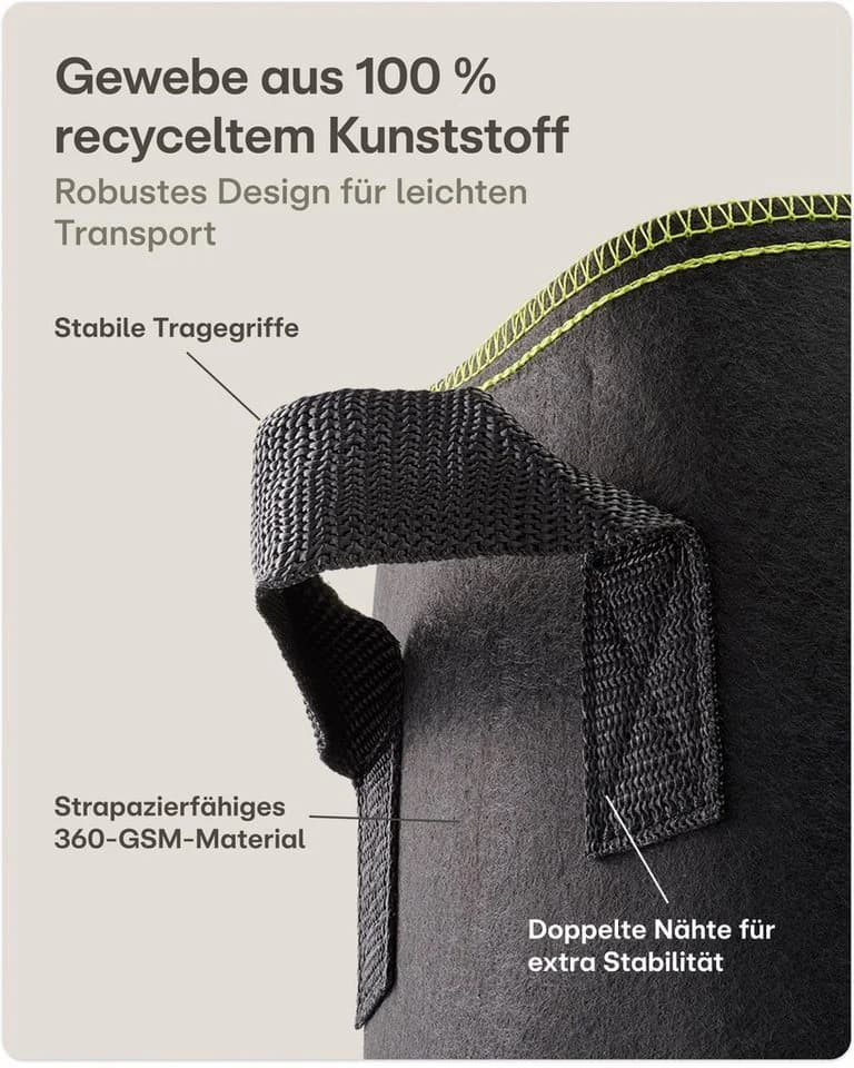 Pflanzkübel aus Vliesstoff, Schwarz, 34x31 cm - Bild 5