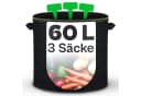 Praknu Pflanzsack 60l 3er Set Schwarz Vliesstoff mit Griff Bild 2