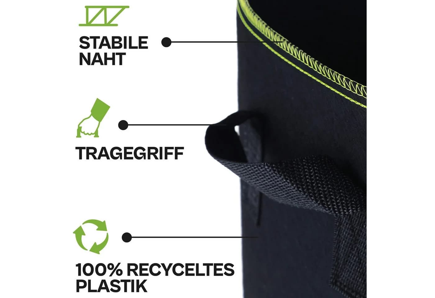 Praknu Pflanzkübel Hochbeet Pflanzsack 70L - 3er Set Vliesstoff - Bild 4