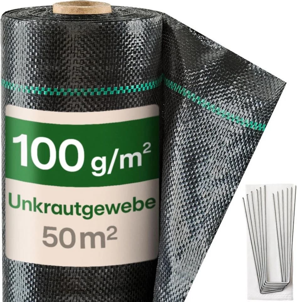 Praknu Gartenvlies Bändchengewebe 100g/m² 50m² Schwarz UV-Stabil - Bild 2