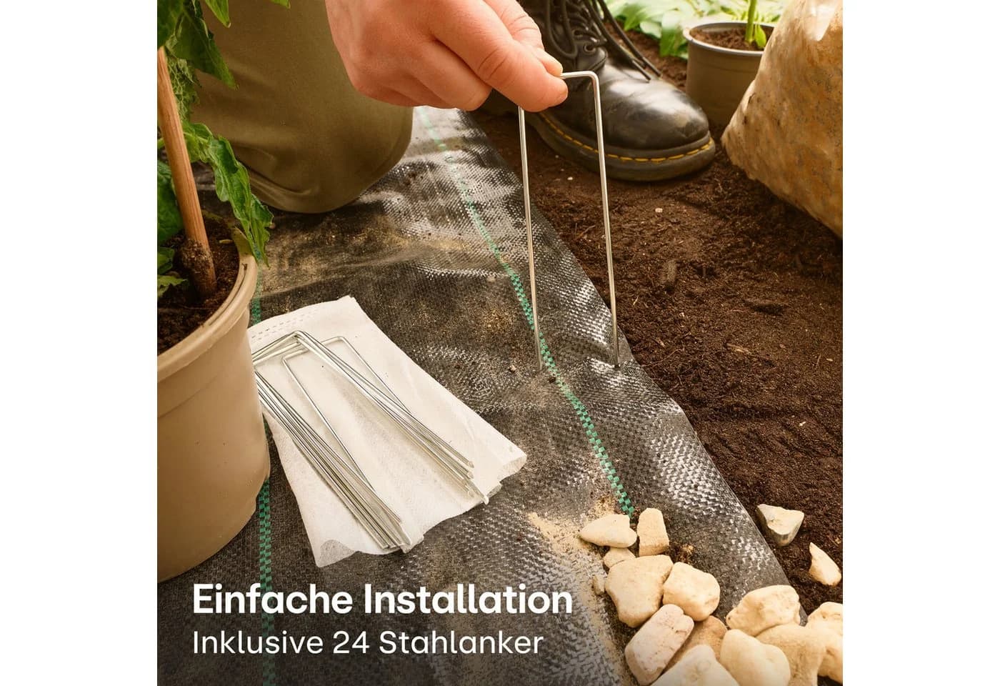 Praknu Gartenvlies Bändchengewebe 100g/m² 50m² Schwarz UV-Stabil - Bild 3