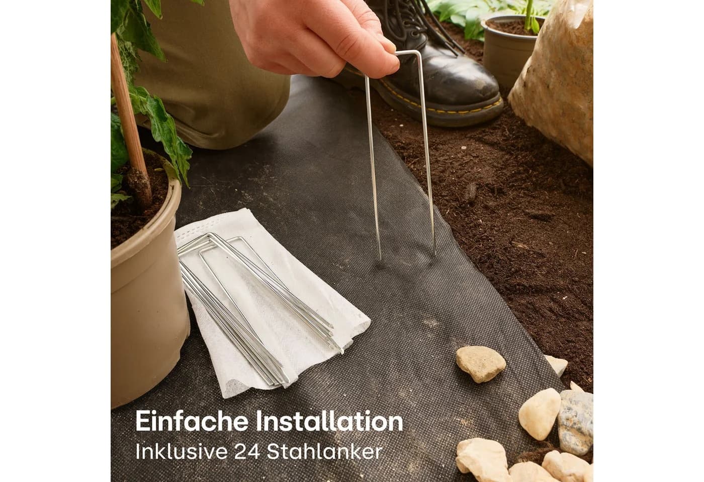 Praknu Gartenvlies Unkrautvlies 100g/m² 50m² Schwarz UV-Stabil - Bild 3