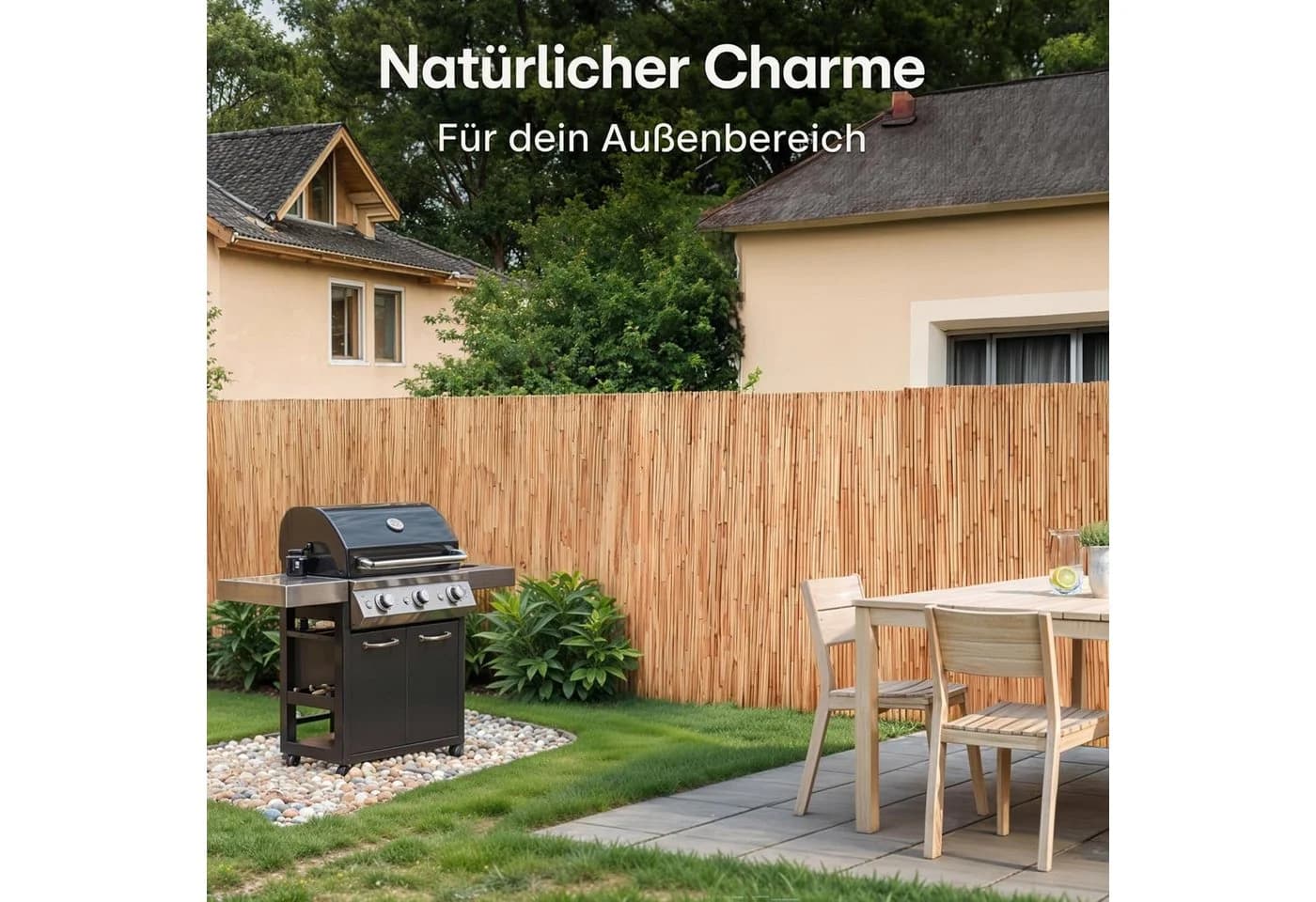 Praknu Balkonsichtschutz Schilf FSC-zertifiziert Braun Wetterfest