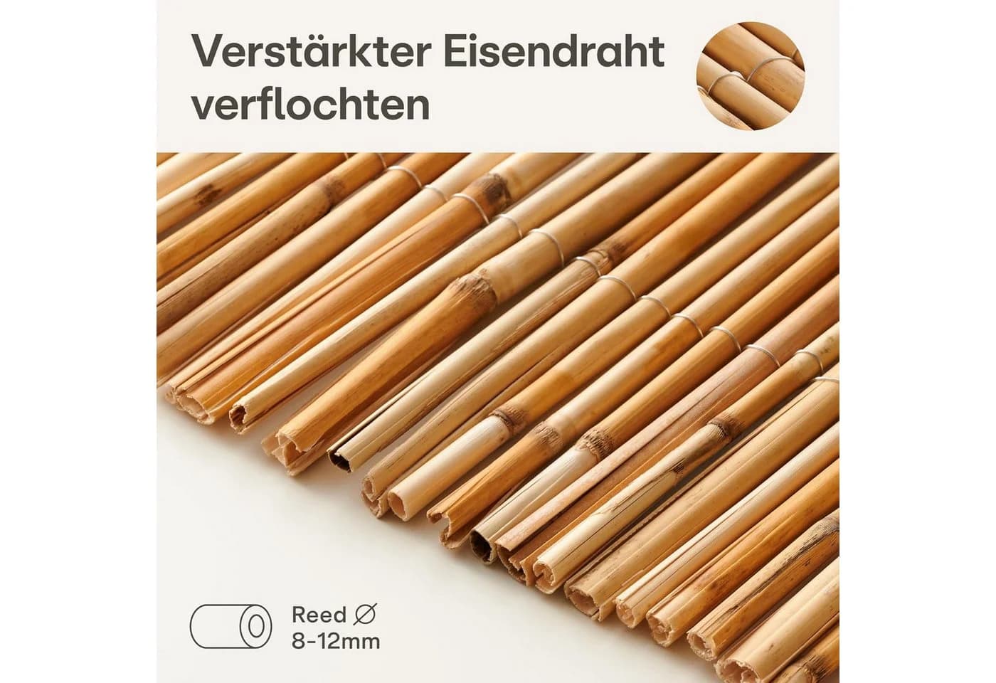 Praknu Balkonsichtschutz Schilf FSC-zertifiziert Braun Wetterfest - Bild 3