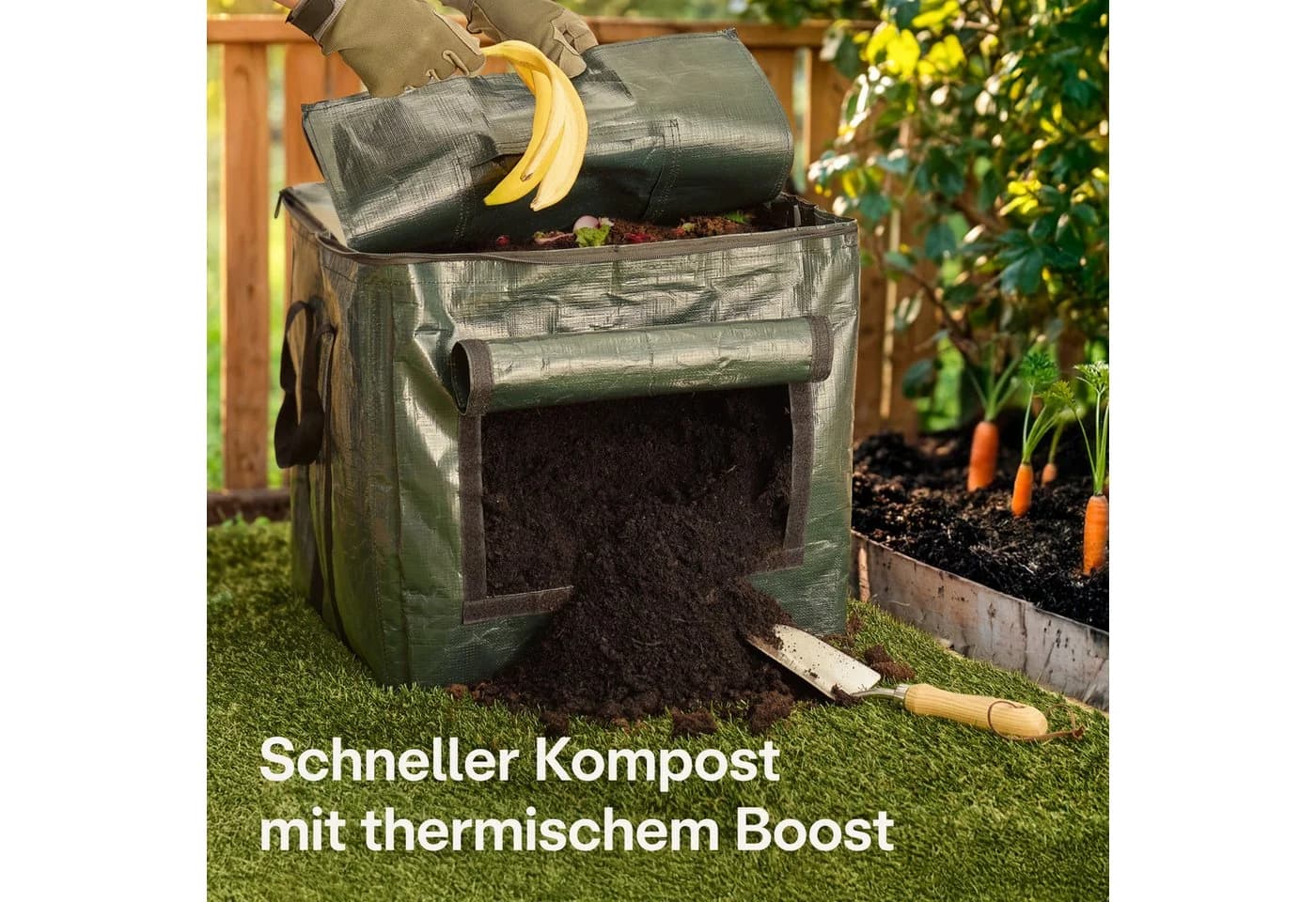 Praknu Thermokomposter 85L Grün - Platzsparender Schnellkomposter