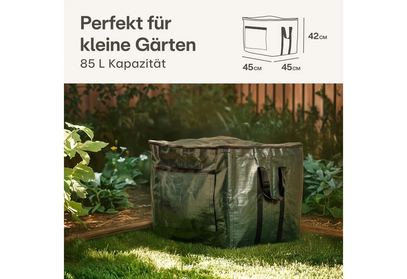 Praknu Thermokomposter 85L Grün - Platzsparender Schnellkomposter - Bild 3