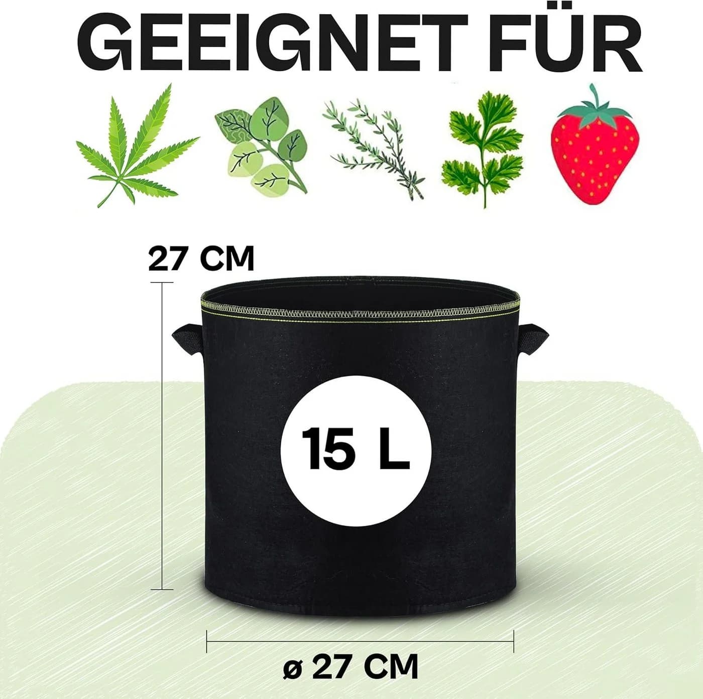 Praknu Pflanzkübel 3er Set Schwarz Vliesstoff mit Griff - Bild 5