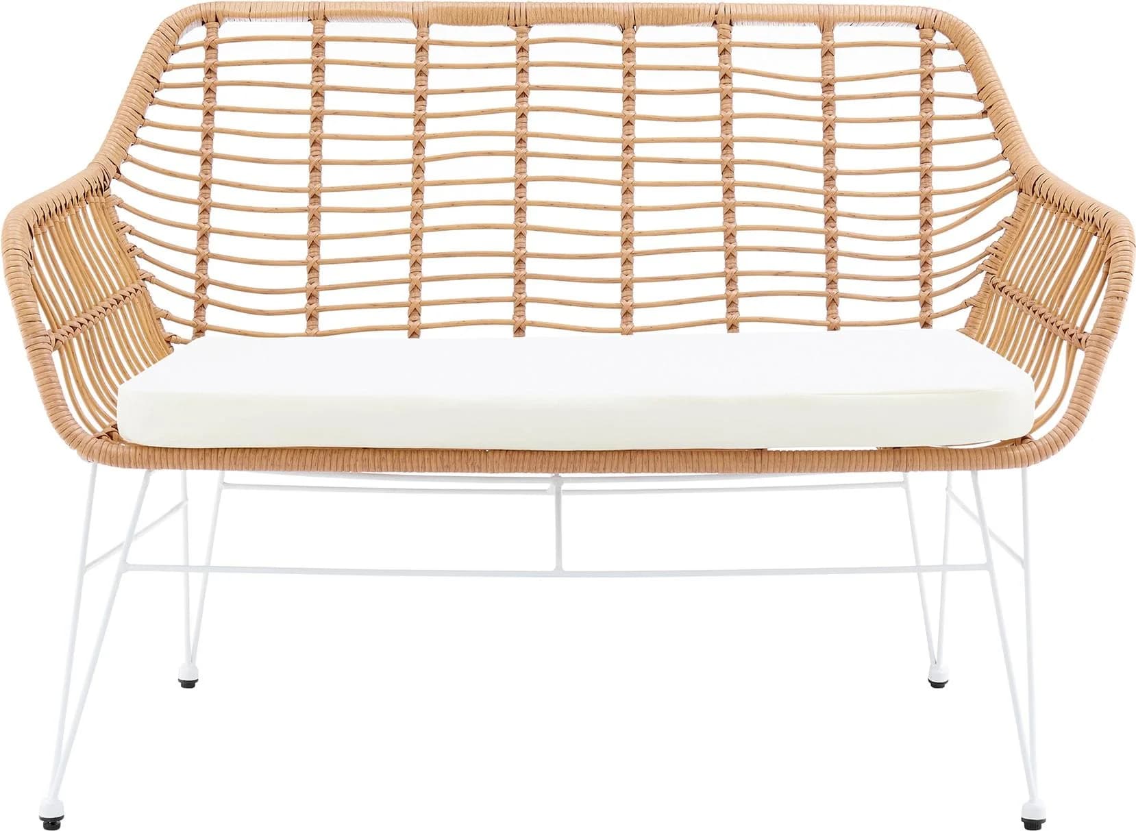 Sitzbank SALESFEVER "Wels Komfortable Bank" Beige Rattanoptik