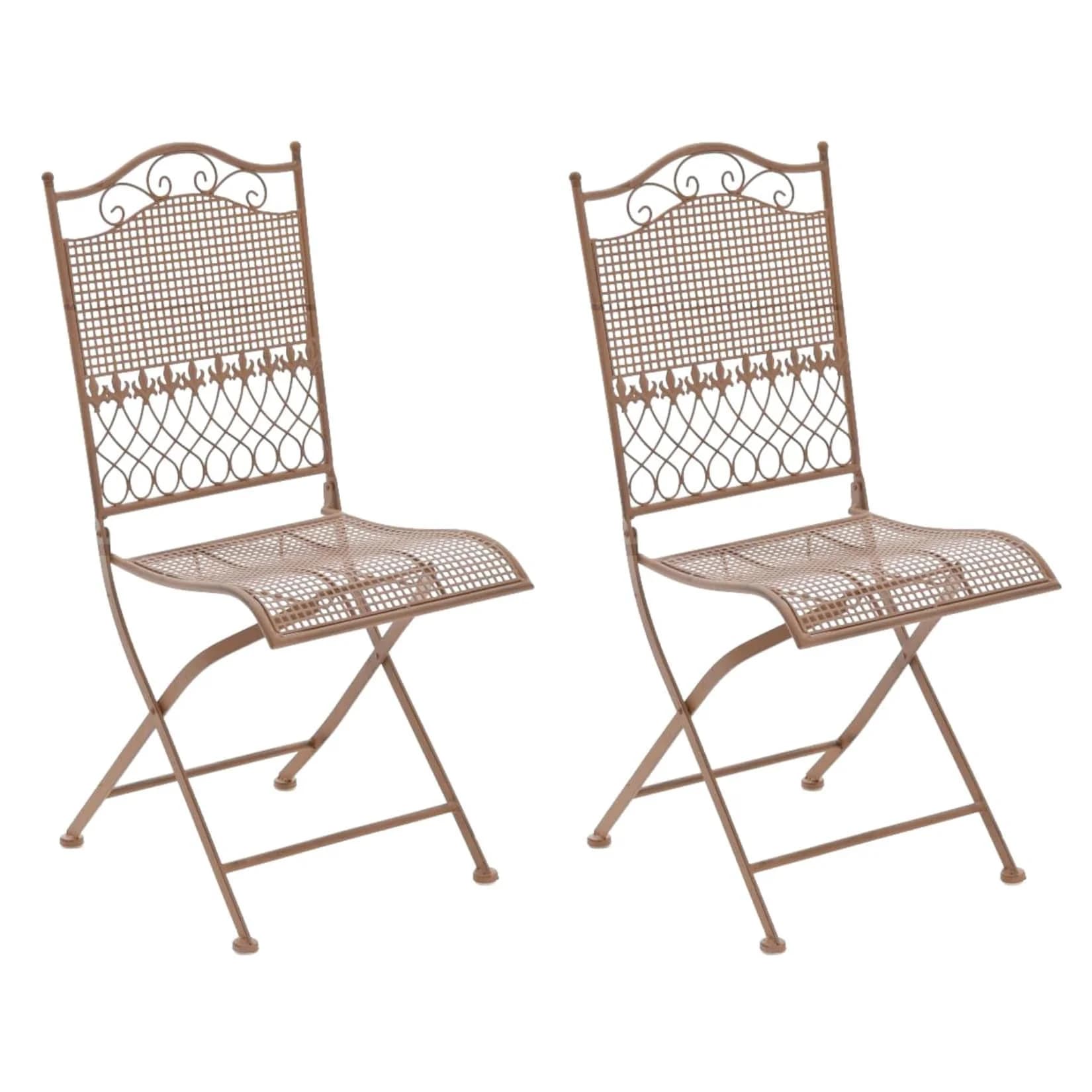 CLP 2er Set Eisen-Gartenstühle Kiran I Klappstühle mit Verzierungen