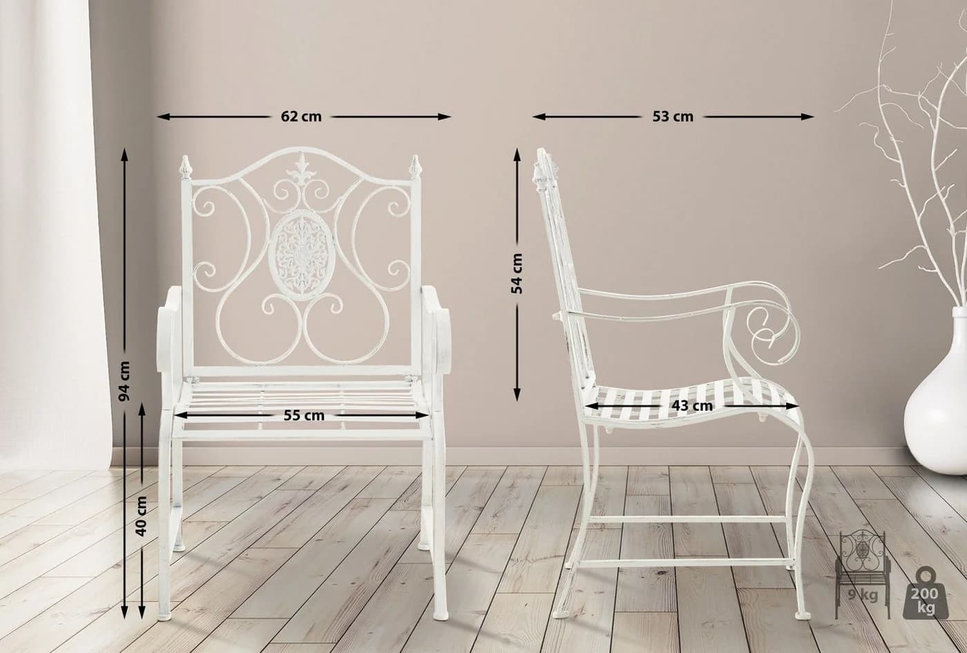 CLP 2er Set Gartenstühle Punjab Landhausstil Eisen - Bild 2