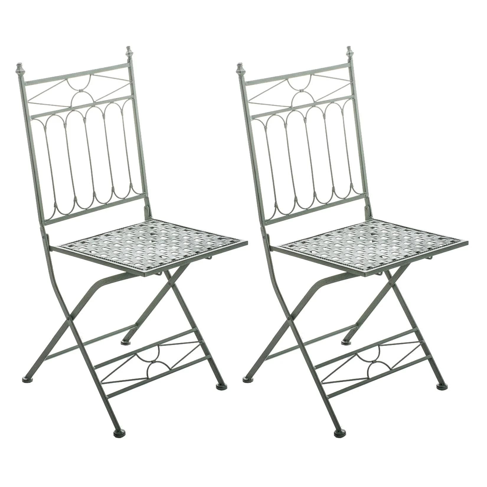 CLP 2er Set Gartenstuhl Asina Klappbar Eisen Nostalgisch Grün