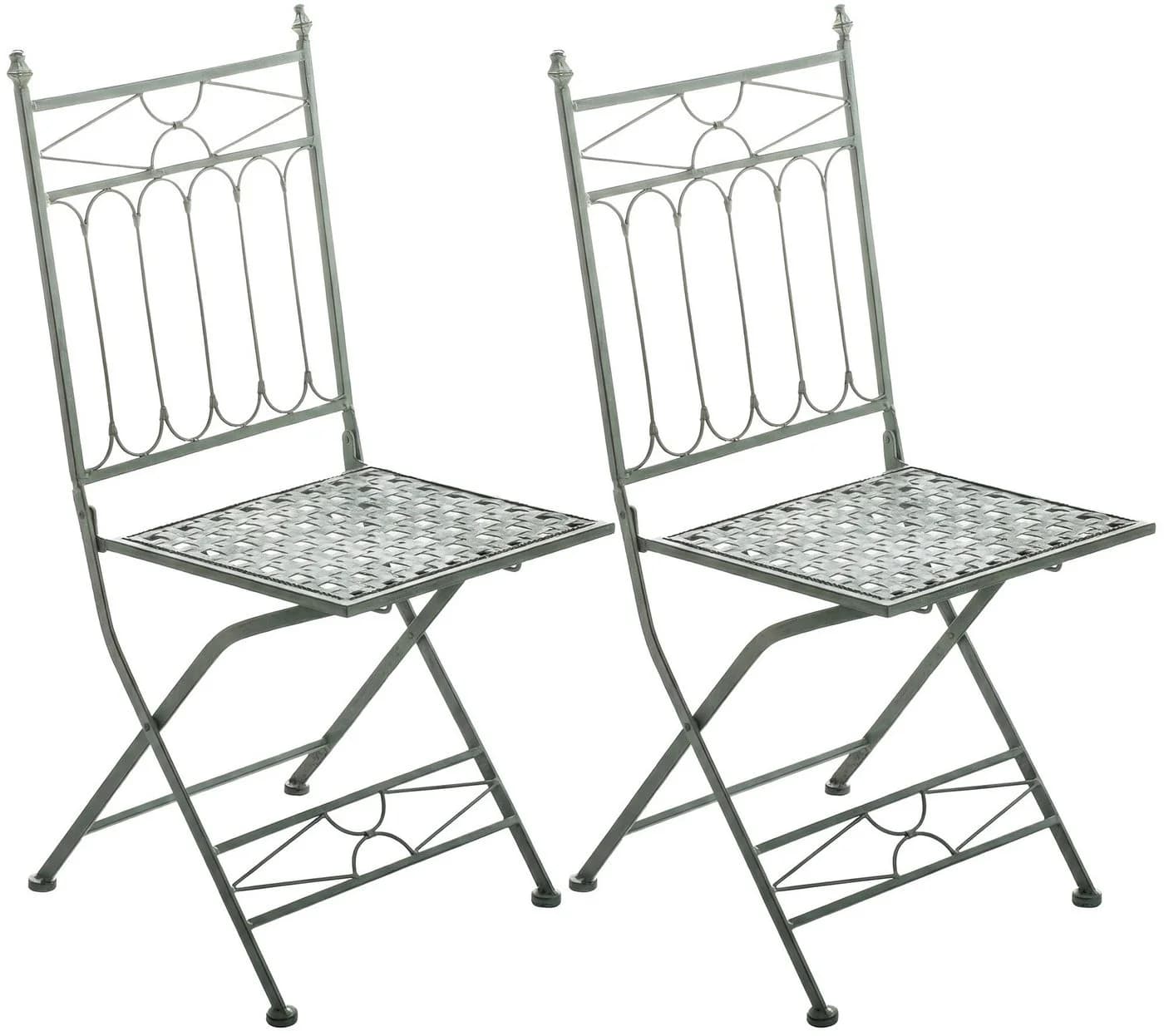 CLP 2er Set Gartenstuhl Asina Klappbar Eisen Nostalgisch Grün - Bild 3
