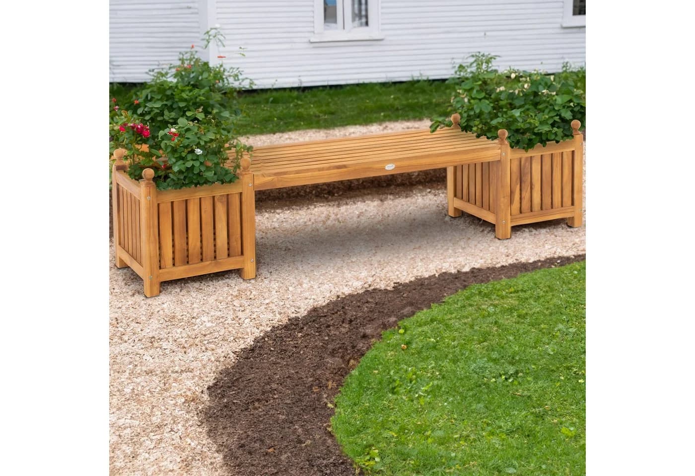 CLP Teakbank Boston I Wetterfeste Holzbank mit Blumenkästen - Bild 5