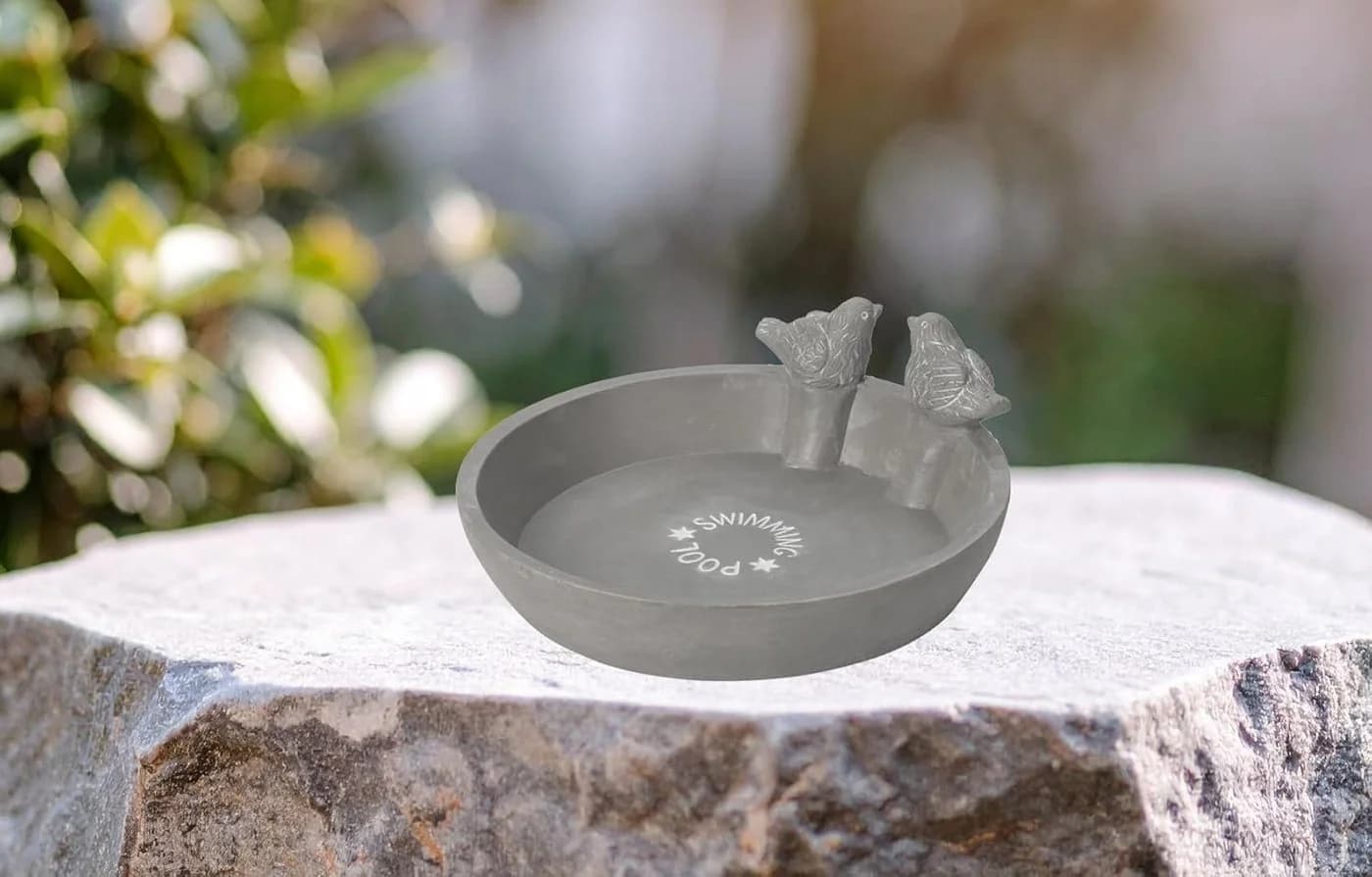 mucHome Vogeltränke aus Beton Grau mit 2 Vögeln - Bild 5
