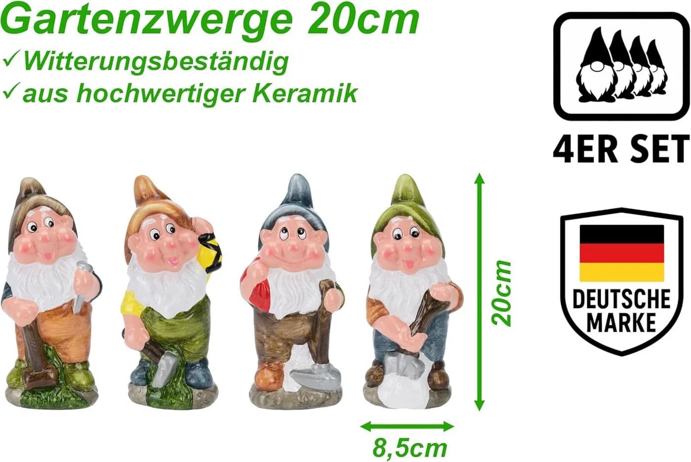 mucHome Gartenzwerg 4er Set Keramik Bunt - Bild 3