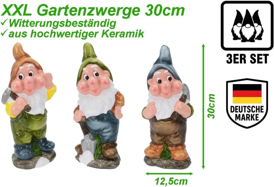 mucHome Gartenzwerg 3er Set Keramik Gartenarbeit - Bild 3