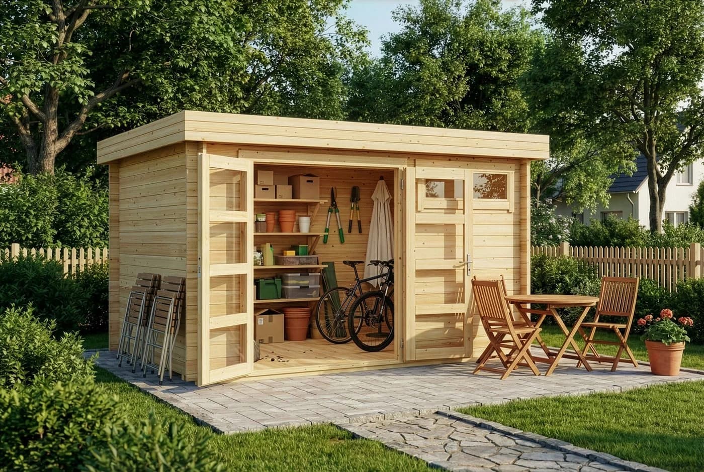 Alpholz Gartenhaus Leandro Naturbelassen 28mm Wandstärke