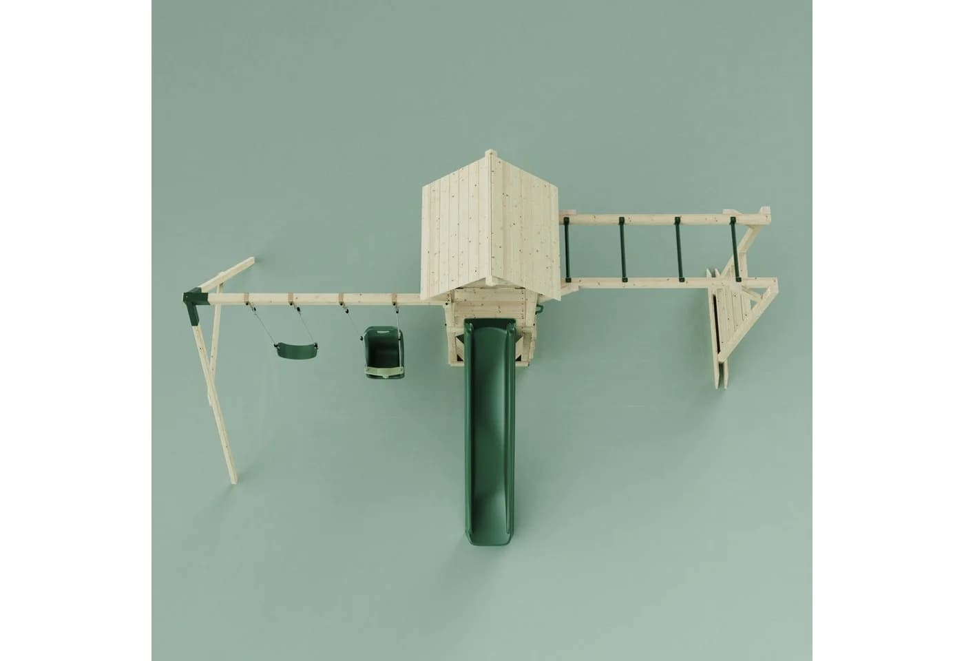 OutdoorToys Spielturm Örebro Holz Grün mit Schaukel & Rutsche - Bild 5