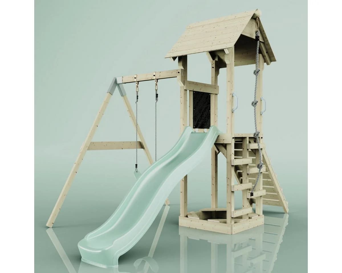 OutdoorToys Spielturm Göteborg Grün mit Schaukel & Rutsche