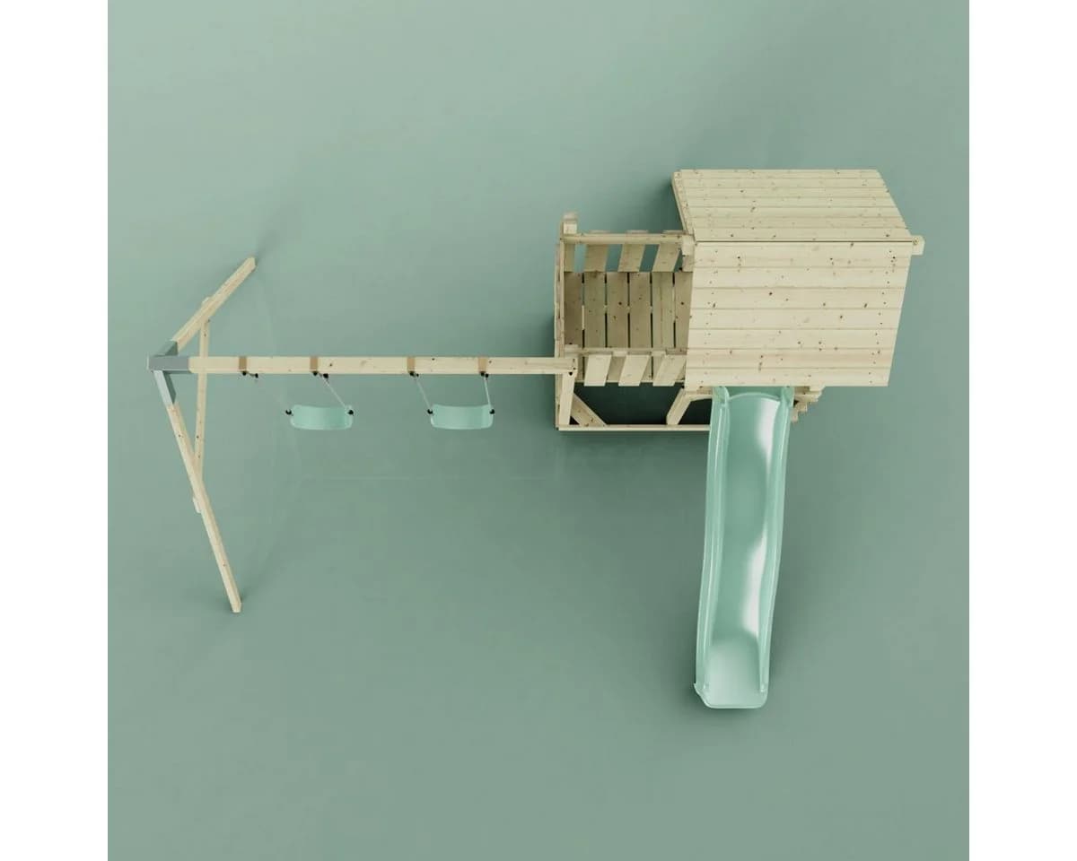 OutdoorToys Spielturm Uppsala Holz Grün mit Schaukel & Rutsche - Bild 5