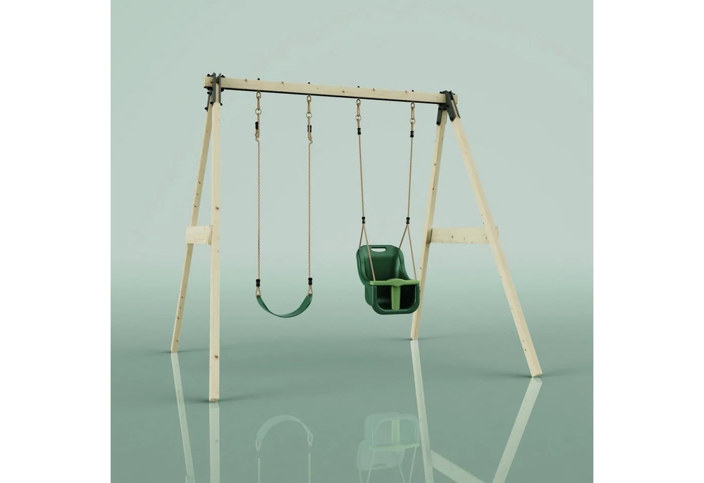 OutdoorToys Schaukel Lilie Doppelschaukel Holz Dunkelgrün