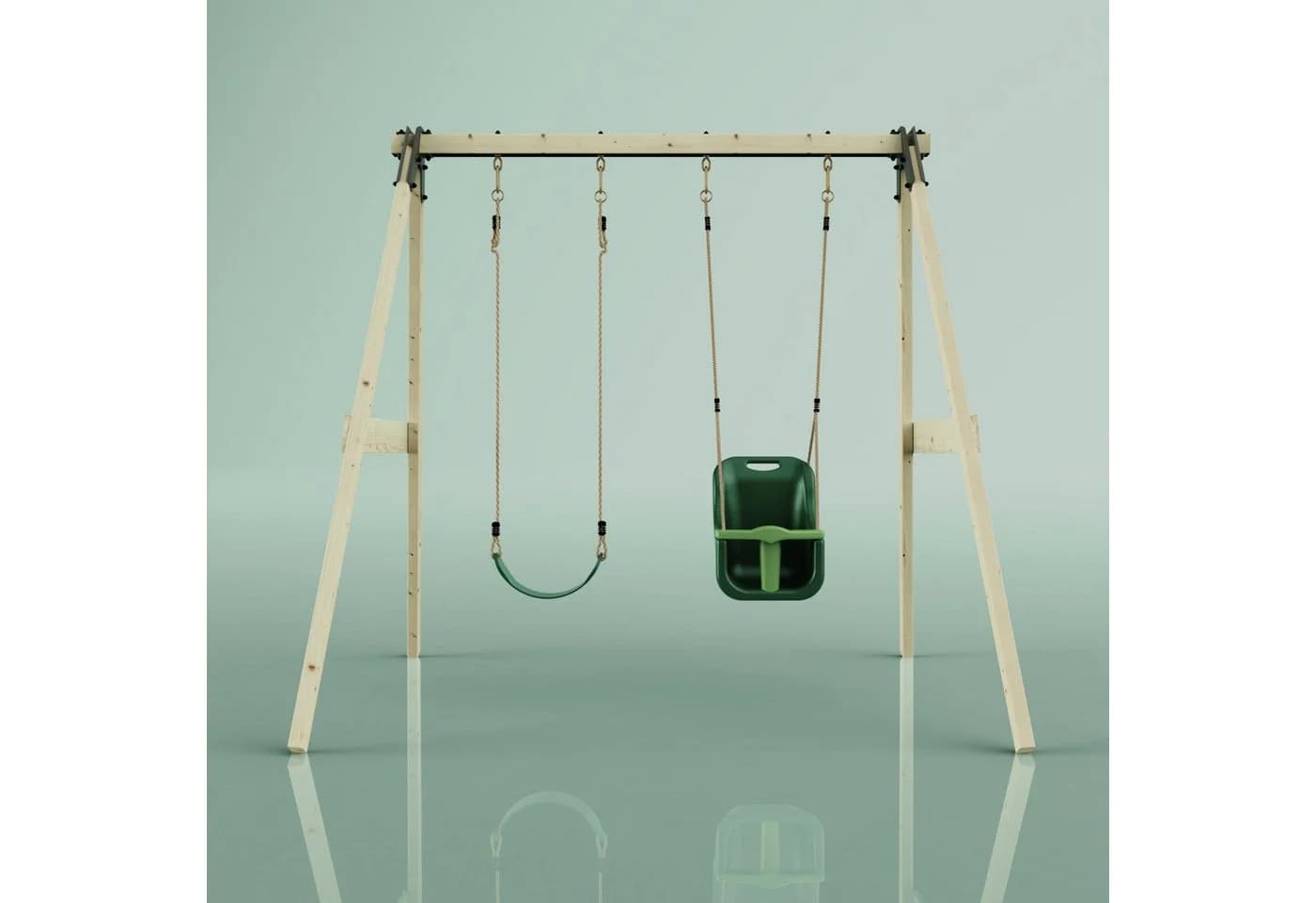 OutdoorToys Schaukel Lilie Doppelschaukel Holz Dunkelgrün - Bild 3