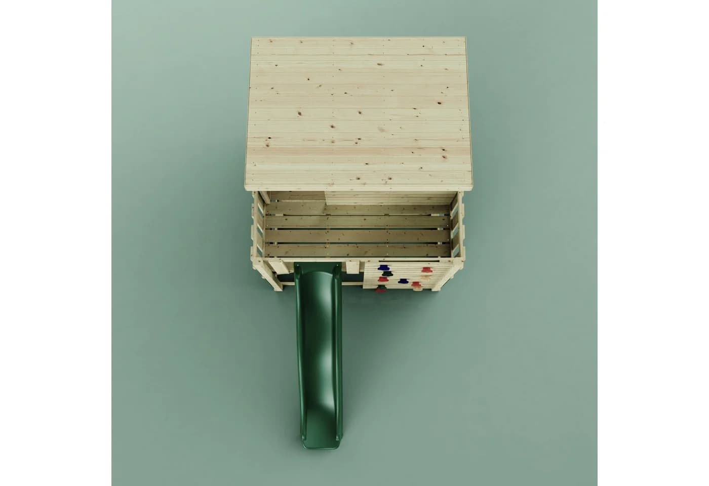 OutdoorToys Stelzenhaus Polarstern, aus Holz in Dunkelgrün mit Rutsche, Kletterwand - Bild 5