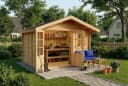 Alpholz Gartenhaus Palermo Holz Naturbelassen 28mm Wandstärke Bild 1