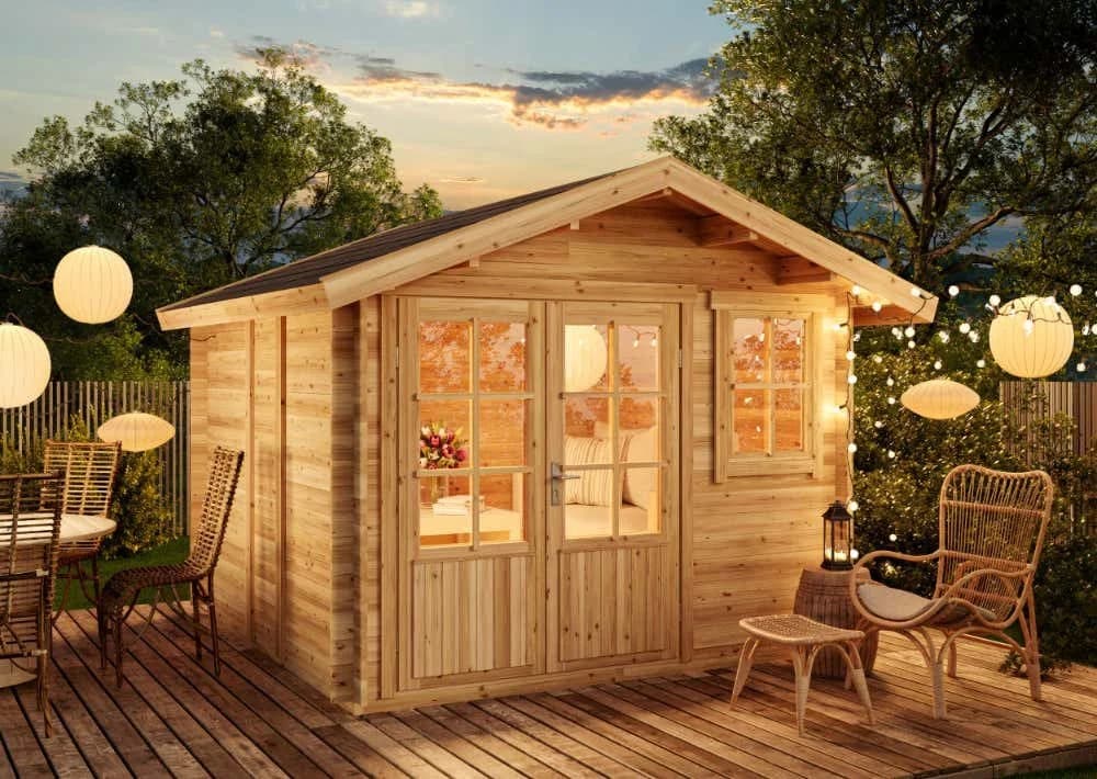 Alpholz Gartenhaus Palermo Holz Naturbelassen 28mm Wandstärke - Bild 2