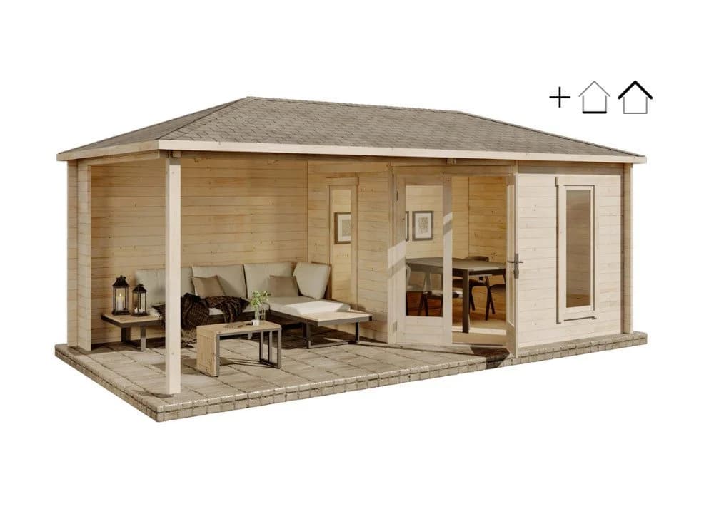 Alpholz Gartenhaus Liwa 5-Eck Set 614x317cm Naturbelassen - Bild 2