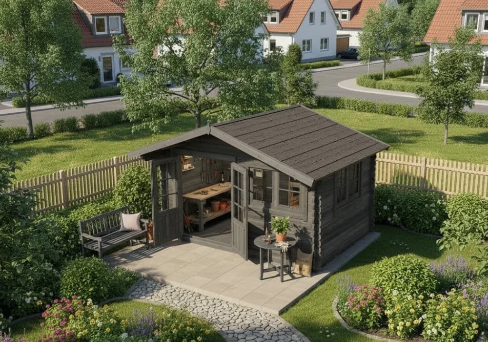 Alpholz Gartenhaus Gabriel 435x367 cm Grau Holz Set - Bild 3