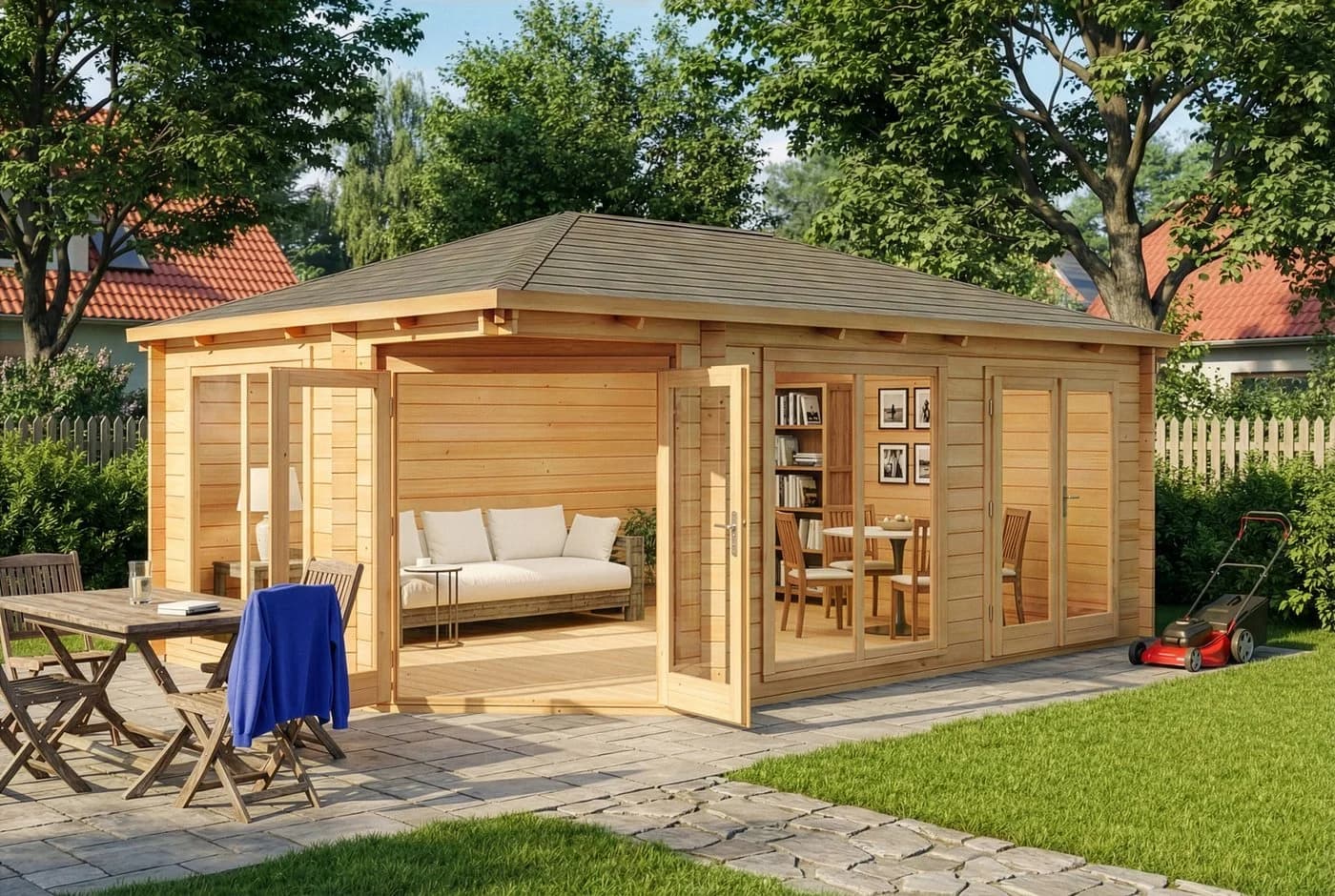 Alpholz Gartenhaus 5-Eck Julia Massivholz Isolierglas