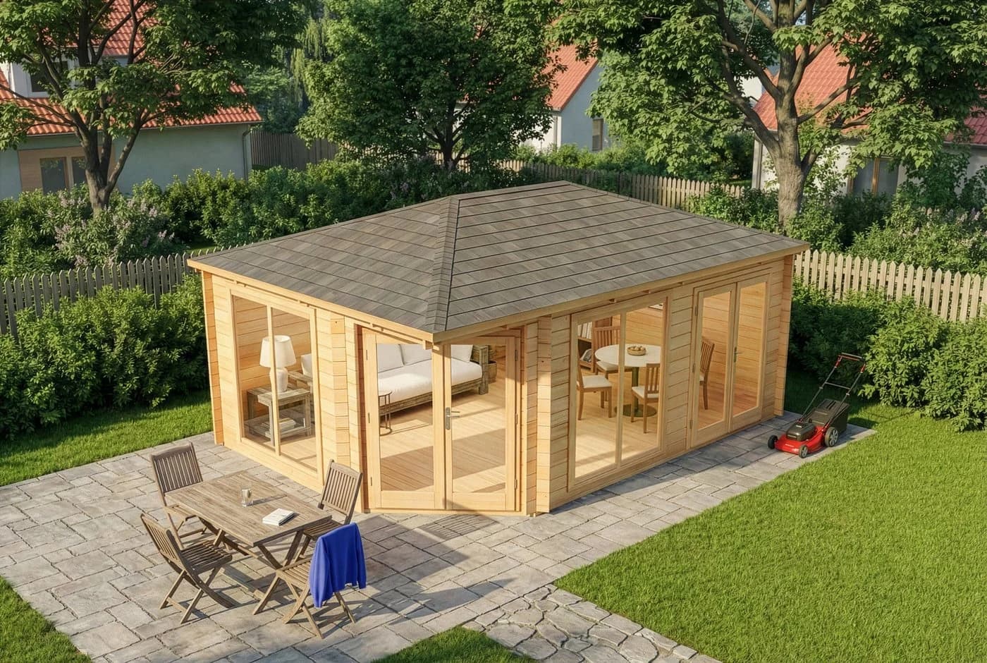 Alpholz Gartenhaus 5-Eck Julia Massivholz Isolierglas - Bild 4