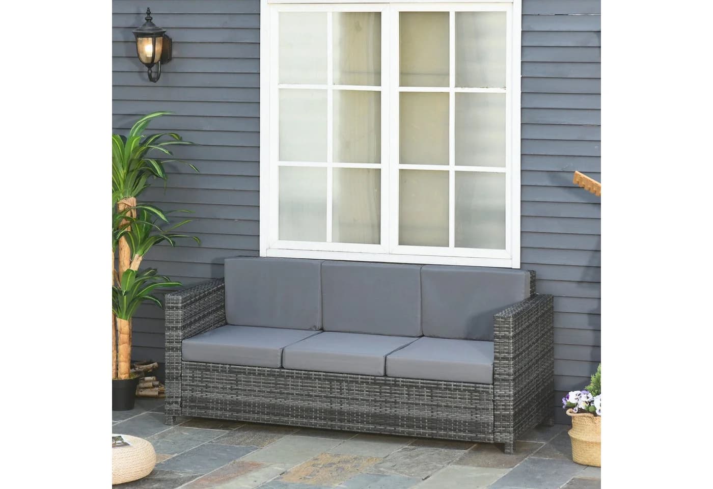 Outsunny Rattan Sofa Metall PE-Rattan Polyester - Bild 2