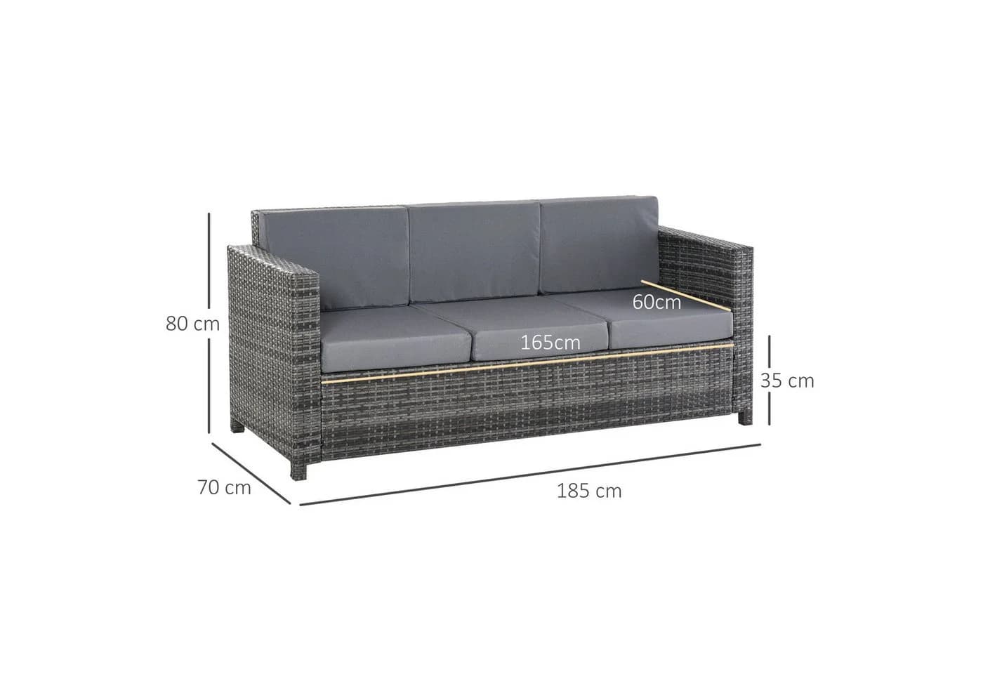 Outsunny Rattan Sofa Metall PE-Rattan Polyester - Bild 3