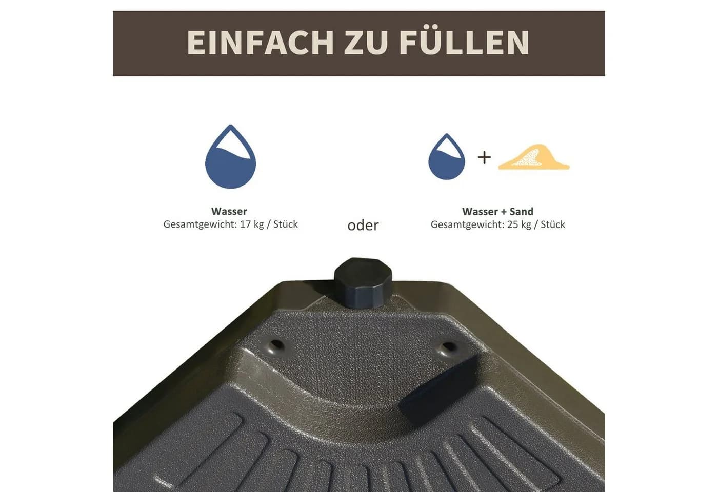 Outsunny Schirmgewicht 4-tlg. HDPE Kaffee - Bild 4