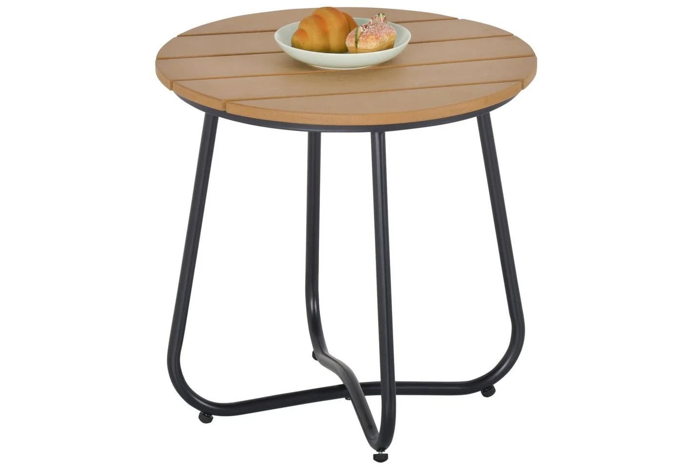 Outsunny Gartentisch Stahl Kunststoff Lattenrost-Design